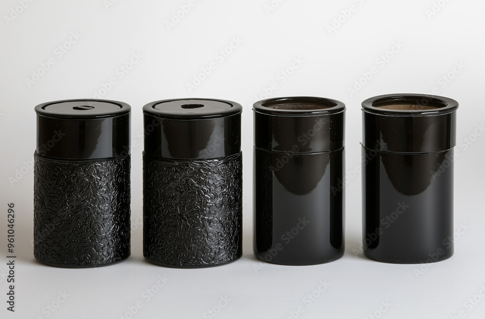 Luxurious Suite of Obsidian and Muslin Ash Cans: Elegance in Simplicity Luxurious Suite of Obsidian and Muslin Ash Cans: Elegance in Simplicity