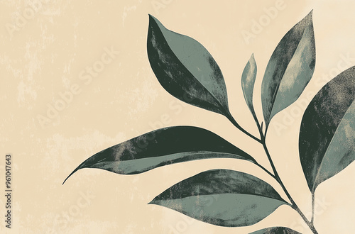 Sage Green Leaf Crush on a Tan Background: A Touch of Nature in Vector