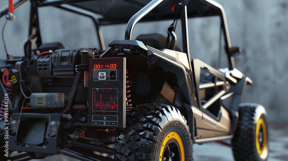 A 3D render of a UTV fuel rate monitoring sensor A 3D render of a UTV fuel rate monitoring sensor