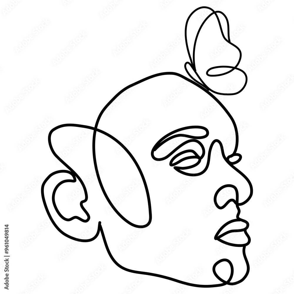 Obraz premium Female Face Line art hand drawn
