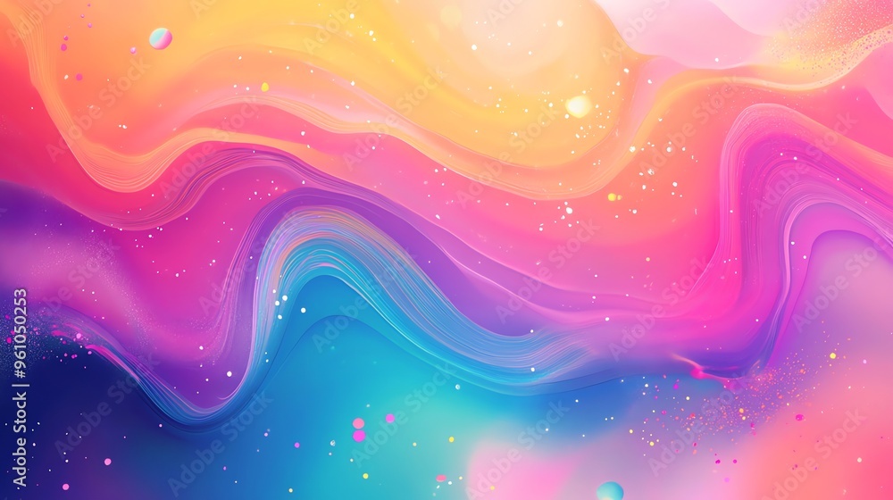 Abstract background with colorful, swirling, abstract waves with a sparkly effect. Abstract background with colorful, swirling, abstract waves with a sparkly effect.