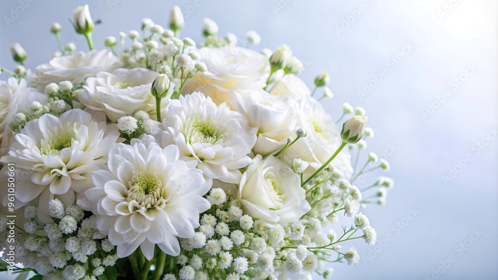 A close-up Worm's Eye View of a beautiful bouquet of white flowers A close-up Worm's Eye View of a beautiful bouquet of white flowers