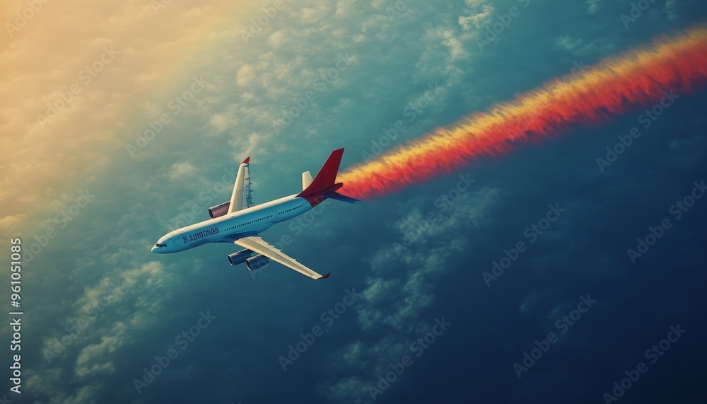 Fototapeta premium Airplane Flying Above the Clouds.