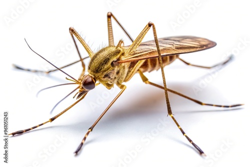 A high angle view of an isolated Anopheles mosquito, a dangerous vehicle of infection