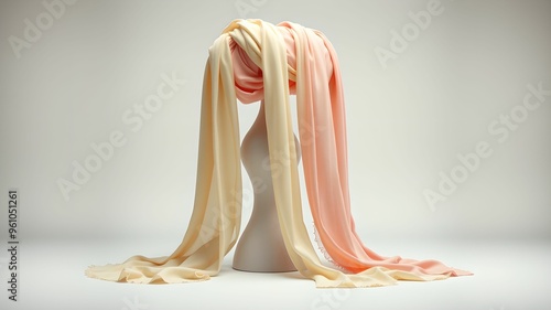 Pastel Scarves on Abstract Sculpture in Studio