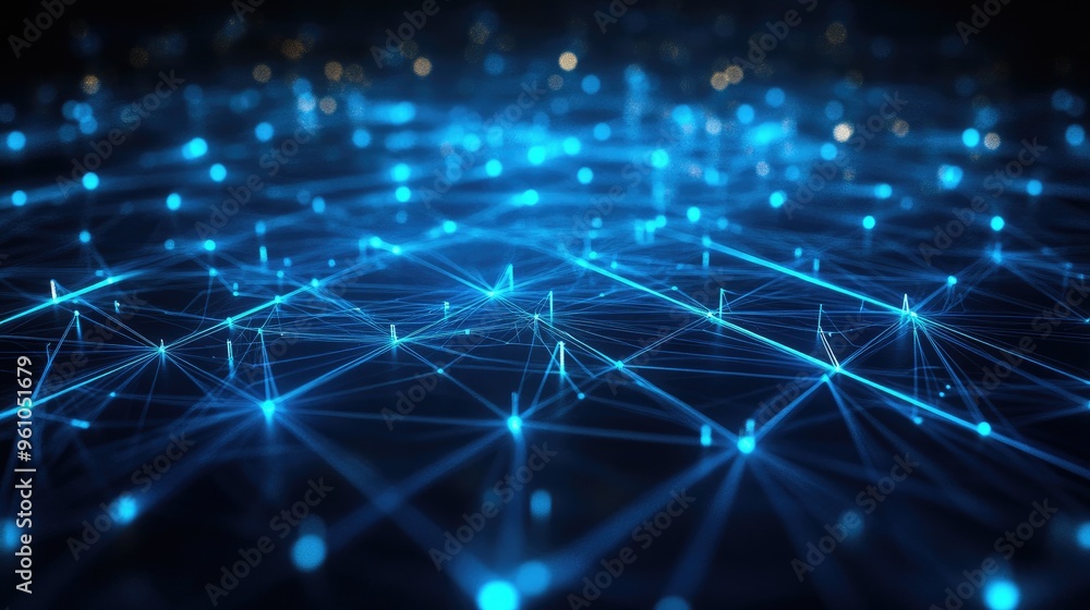A futuristic digital grid with glowing blue lines and nodes, ideal for technology-themed designs. A futuristic digital grid with glowing blue lines and nodes, ideal for technology-themed designs.