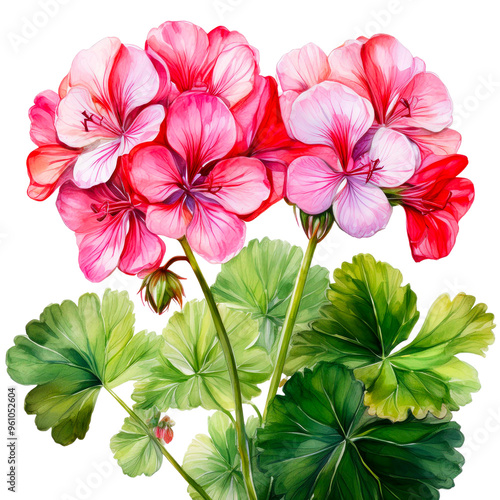 Geranium Botanical Watercolor Illustration