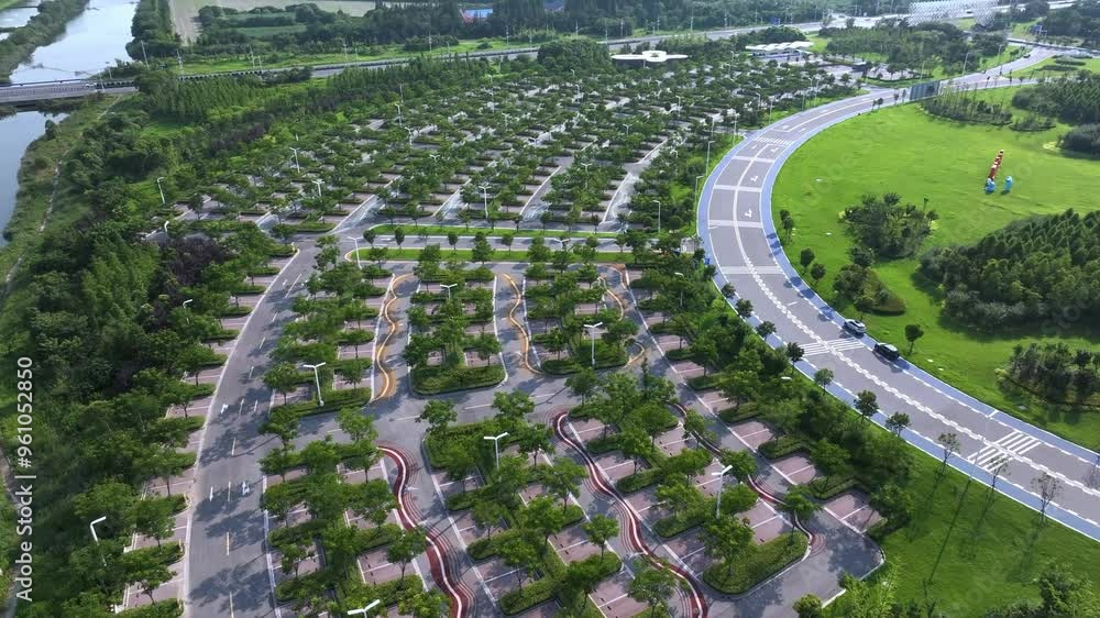 view of parking lot in park