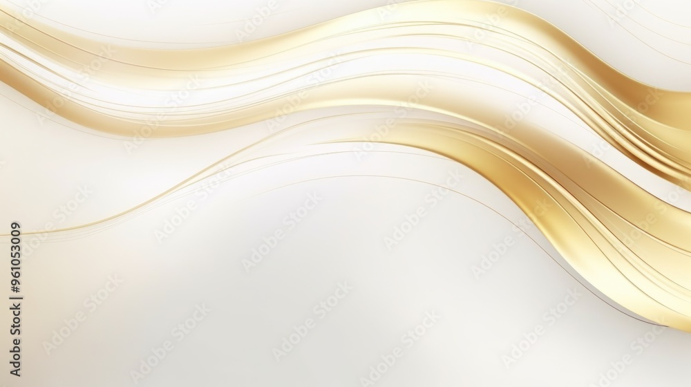 Obraz premium Free plain white background with gold wave