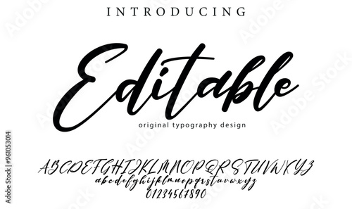 Editable Font Stylish brush painted an uppercase vector letters, alphabet, typeface