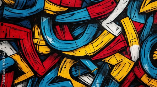 Wallpaper Mural A colorful abstract graffiti wall art with bright, bold colors. Torontodigital.ca