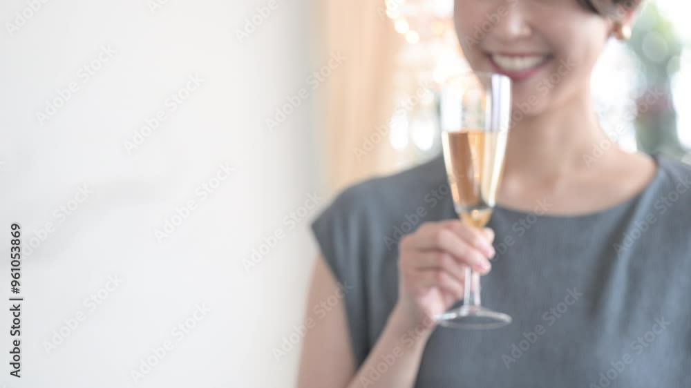 シャンパンやワイングラスで乾杯のイメージ　顔無しの手元のクローズアップの動画