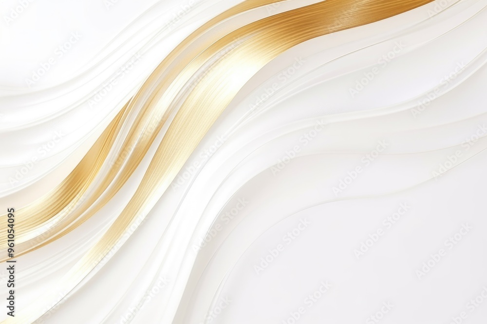 Obraz premium Free plain white background with gold wave