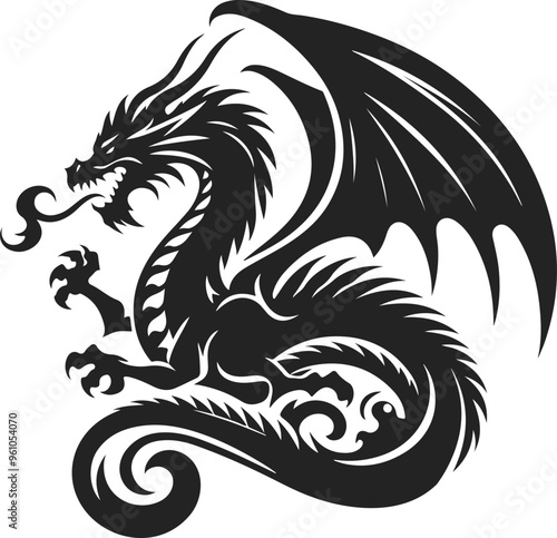 Dragon logo silhouette vector illustration