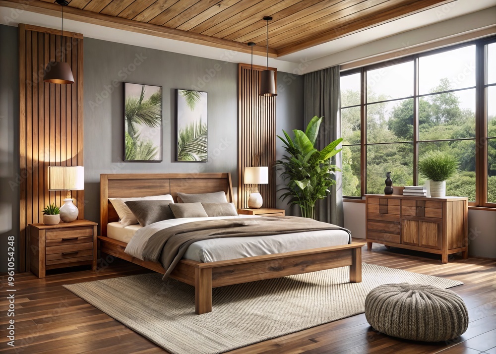 Warm earth tones dominate the space, where acacia wood furniture infuses a rustic flair, evoking the rolling hills Warm earth tones dominate the space, where acacia wood furniture infuses a rustic flair, evoking the rolling hills