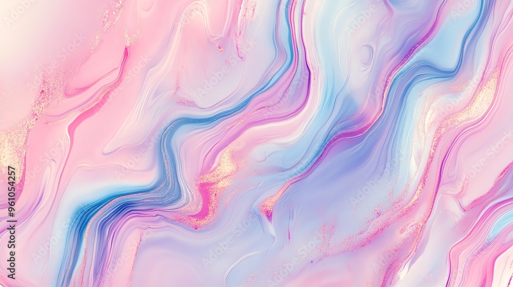 Abstract background with flowing pink, blue, and purple colors and gold glitter. Abstract background with flowing pink, blue, and purple colors and gold glitter.