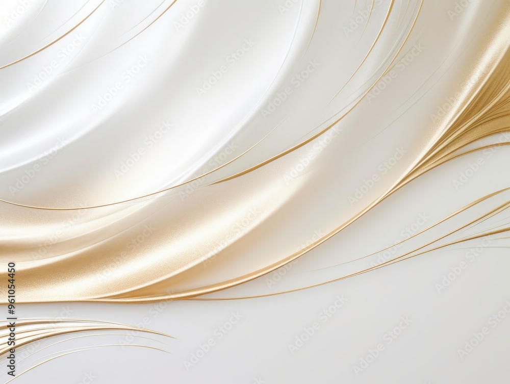 Fototapeta premium Free plain white background with gold wave