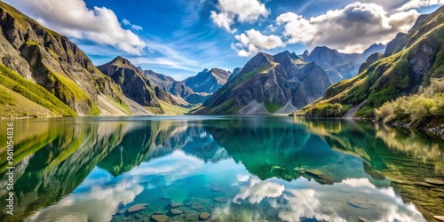 Wallpaper Mural Lake Pinatubo, Philippines (A crater lake formed after the 1991 eruption of Mount Pinatubo) in the afternoon displaying a stunning close-up of the lake's crystal-clear waters Torontodigital.ca