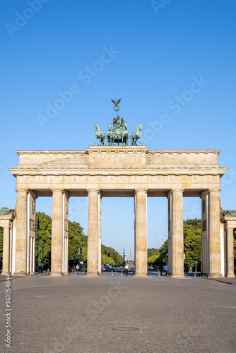 The famous Brandenburg Gate in Berlin early in the morning with no people