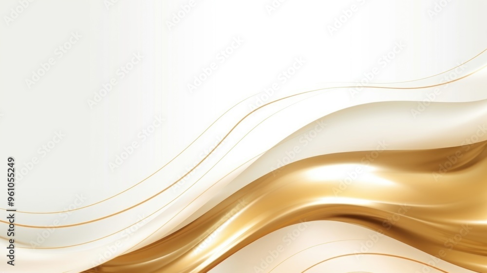 Obraz premium Free plain white background with gold wave
