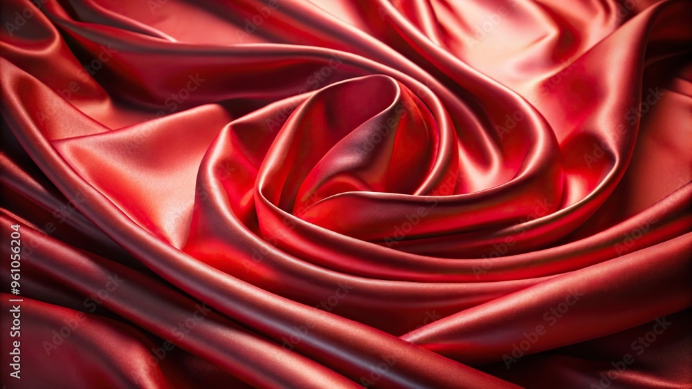 Obraz premium Abstract background of curved shiny silk sheet in rich red color