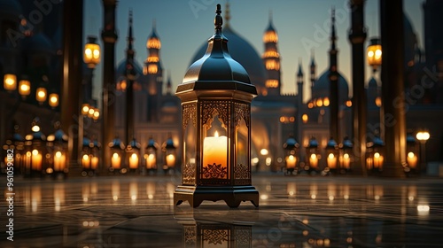 Luxury 3d lantern islamic festival background for 