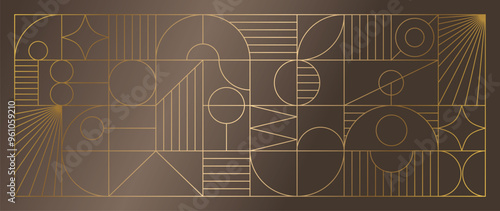 Luxury geometric gold line art  background vector. 