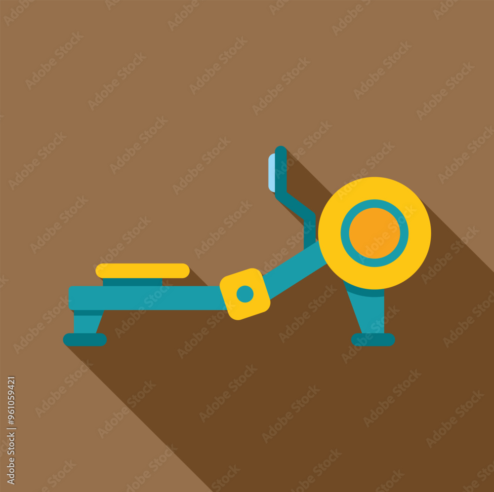 Rowing machine icon in flat style with long shadow, representing concept of fitness and healthy lifestyle Rowing machine icon in flat style with long shadow, representing concept of fitness and healthy lifestyle