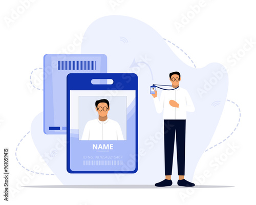 Id card concept illustration. Suitable for landing page, ui, web, App intro card, editorial, flyer, and banner.