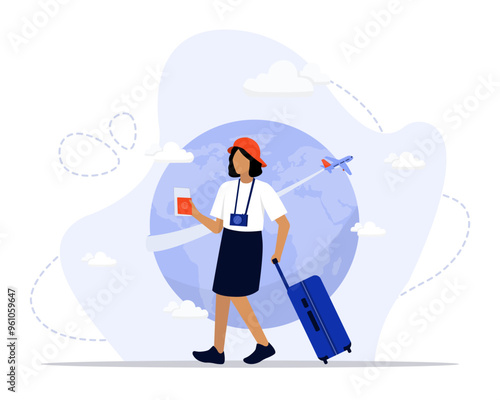 Travelers concept illustration. Suitable for landing page, ui, web, App intro card, editorial, flyer, and banner.