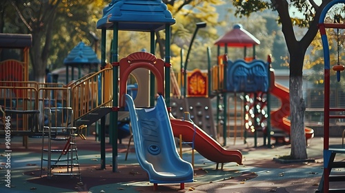 Wallpaper Mural park with playground and benches on pathway. Torontodigital.ca
