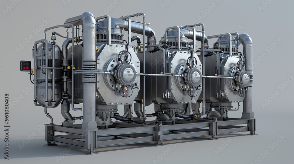 A detailed 3D render of a sidebyside exhaust gas monitoring system A detailed 3D render of a sidebyside exhaust gas monitoring system