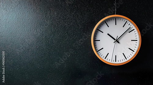 Wallpaper Mural A modern wall clock with a wooden frame hanging against a dark wall, symbolizing time management and contemporary design. Torontodigital.ca