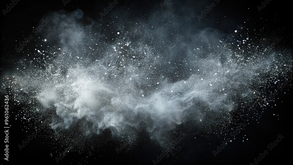 Abstract black watercolor background with white scattered dust Abstract black watercolor background with white scattered dust