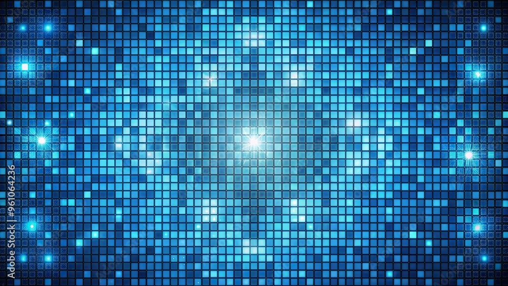 Abstract blue shine fractal mosaic with small square dotted grid pattern background silhouette Abstract blue shine fractal mosaic with small square dotted grid pattern background silhouette
