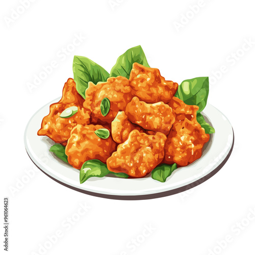 Crispy Indian Pakoras on a Plate Illustration