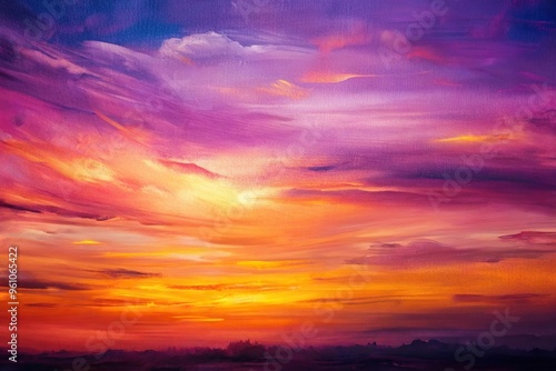 Abstract canvas of warm dusk purple and sunset pink smears resembling evening skies