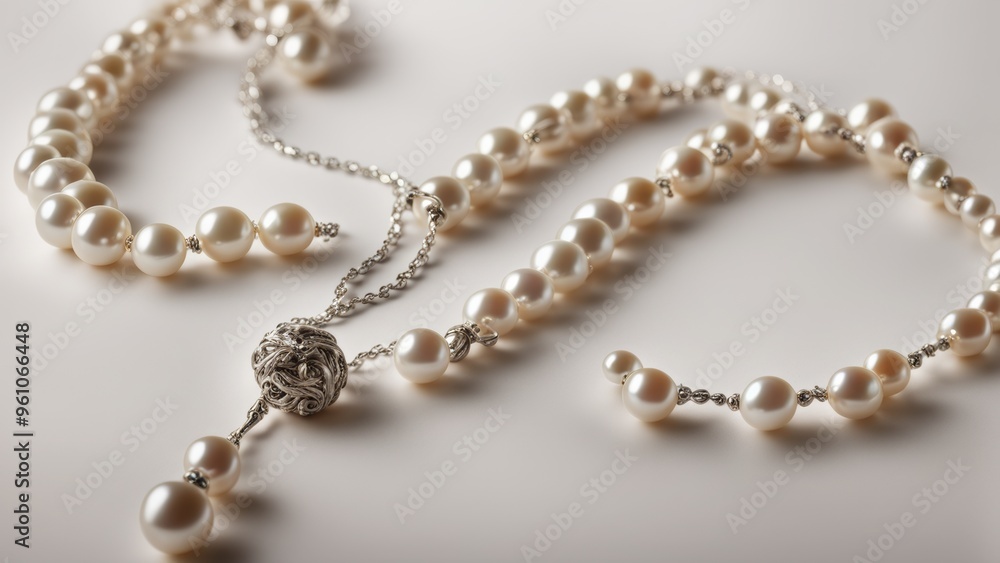 pearl necklace on white background pearl necklace on white background