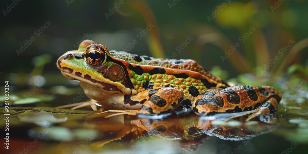 Fototapeta premium Leopard-patterned spots on the back of the southern leopard frog