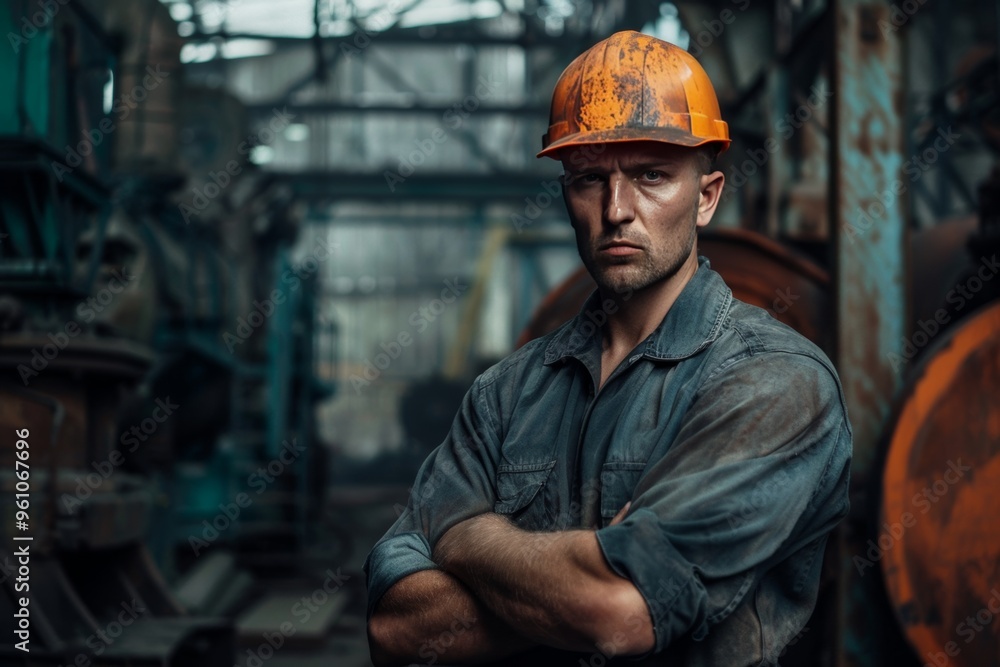 Man wearing heavy duty work t shirt in uniform, perfect for labor intensive tasks and jobs Man wearing heavy duty work t shirt in uniform, perfect for labor intensive tasks and jobs