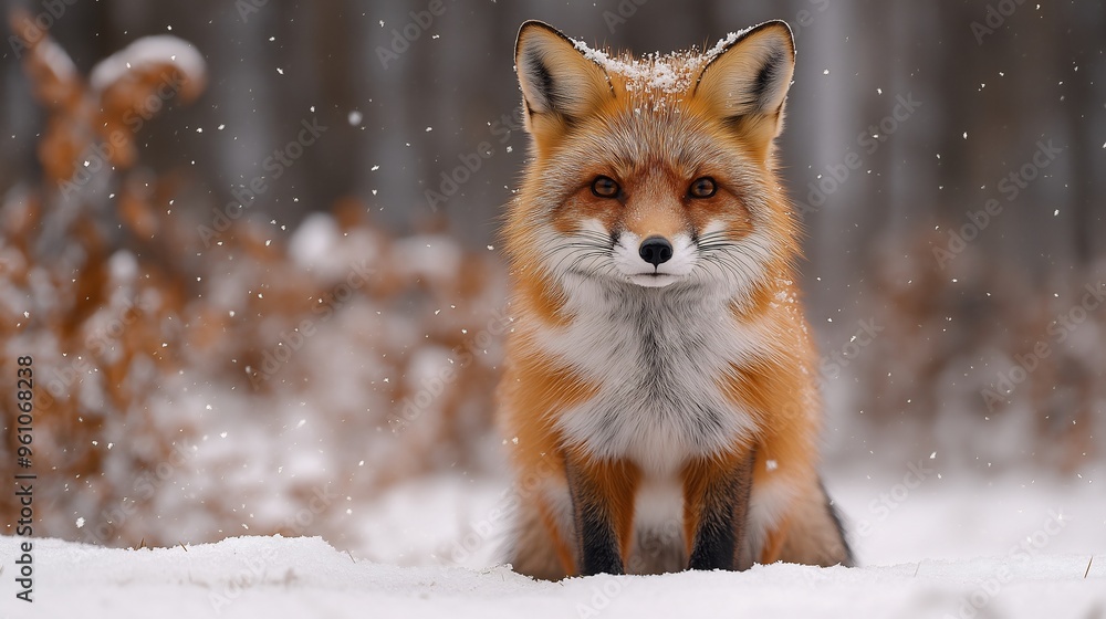 Red Fox in Snowy Forest Red Fox in Snowy Forest