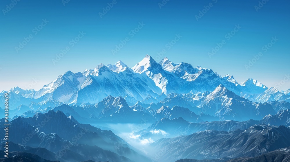 Fototapeta premium Majestic Mountain Range Under a Clear Blue Sky