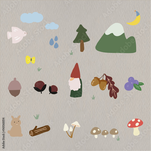 collections of natural forest flat illustration