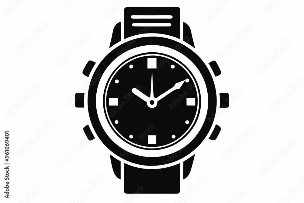 Hand watch silhouette vector, classic hand wrist watch icon
Hand watch silhouette vector, classic hand wrist watch icon
