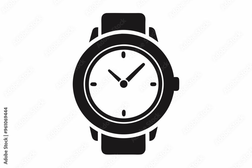 Hand watch silhouette vector, classic hand wrist watch icon
Hand watch silhouette vector, classic hand wrist watch icon