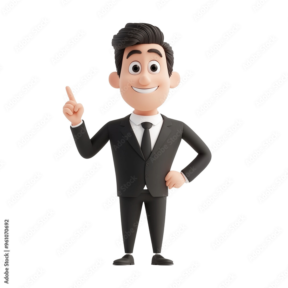**Standing smiling man showing hand at direction. Cartoon happy businessman isolated PNG **Standing smiling man showing hand at direction. Cartoon happy businessman isolated PNG