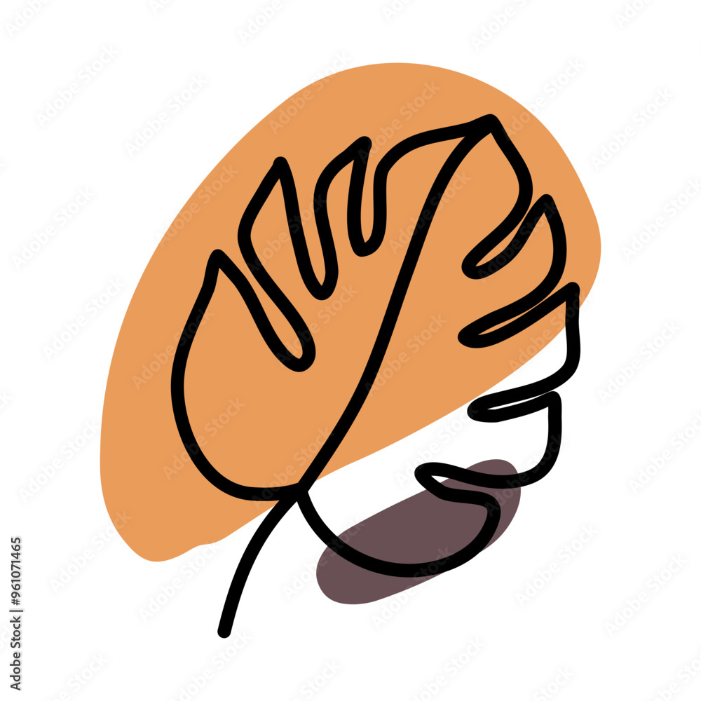 Tropical Monstera Plant Outline Illustration Tropical Monstera Plant Outline Illustration