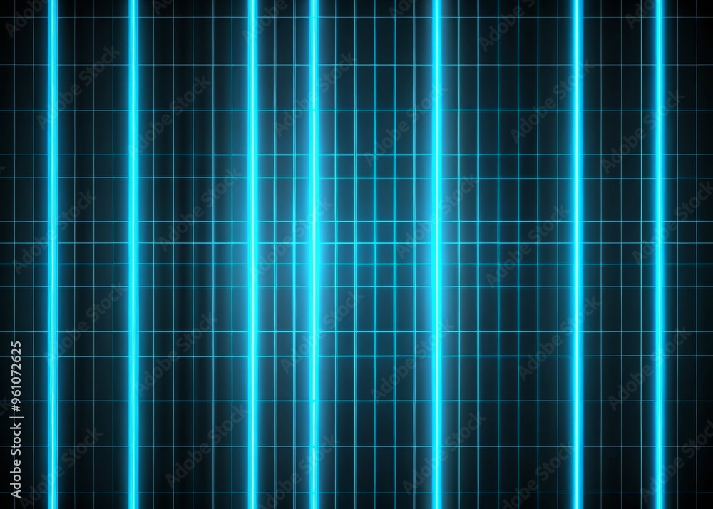 A futuristic-looking grid composed of neon blue vertical lines on a sleek and modern black background, with a slight 3D effect and precise grid spacing. A futuristic-looking grid composed of neon blue vertical lines on a sleek and modern black background, with a slight 3D effect and precise grid spacing.
