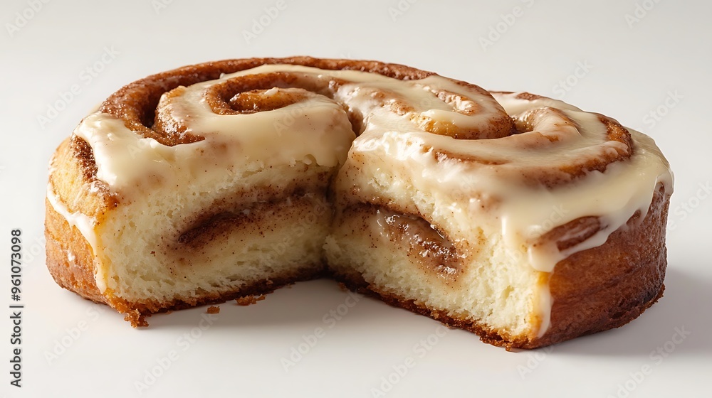 Close up of a Delicious Cinnamon Roll with Cream Cheese Frosting Close up of a Delicious Cinnamon Roll with Cream Cheese Frosting