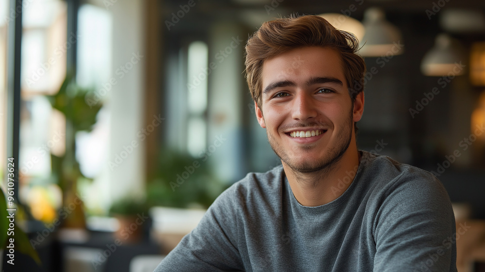 young man with a bright smile, young man with a bright smile,